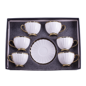 DIKER HOME Porcelanske šolje, 6 komada, Belo-zlatne boje