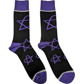 HIM Nogavice Purple Heartagrams Black 40-45