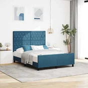 vidaXL vidaXL Postelja Temno modra 160x200 cm Saten, (22049049)