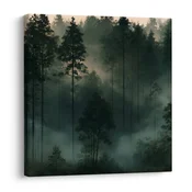 Slika temen iglasti gozd v megli - 40x40