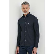 Pamucna košulja Gant za muškarce, boja: crna, slim, s button-down ovratnikom