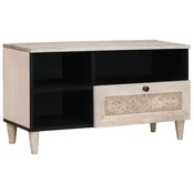 TV ormar Bjeli izbijeljeni 80 x 33 x 46 cm Cvrsto drvo manga