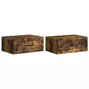 vidaXL Stenski nočni omarici 2 pcs Dimljen hrast 49 x 34,5 x 20 cm