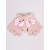 Yoclub Kidss Girls Five-Finger Gloves With Bow RED-0070G-AA50-007