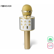 Forever BMS-300 LITE mikrofon & zvočnik, KARAOKE, Bluetooth, microSD, AUX, baterija, zlat (Honey Gold)