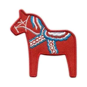 shumee Našitek Dalecarlian Horse - Dala Horse - simbol Dalarne in Švedske - Podloga z likanjem/termotesnim varjenjem - Vezen našitek/značka/emblem