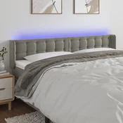 Vidaxl vidaXL Vzglavje postelje z LED svetlo sivo 183x16x78/88 cm žamet