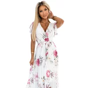 Numoco pleated midi dress with neckline and frills