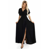 581-1 JENNIFER skirt length with necklace and décolletage - CZARNA Z BROCADEM