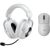 Logitech G brezžični komplet igralne miške Pro X Superlight 2 in slušalk Pro X 2 Lightspeed bele barve