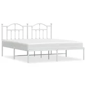 Vidaxl Kovinski posteljni okvir z vzglavjem bel 183x213 cm