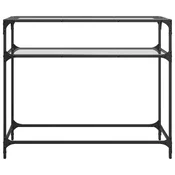 Stolic s prozirnom staklenom površinom 98x35x81 cm celik