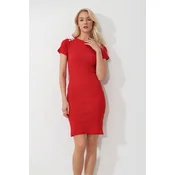 Trend Alacati Stili Ženska haljina ALC-X11832, Mini, Crvena