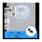 Aigostar - LED zunanji božični niz 2000xLED/8 funkcij 53m IP44 hladno bela