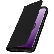 AVIZAR Folio iz pravega usnja, etui za Samsung Galaxy S9 Plus, držalo za kartice, stojalo za video, črno, (20526370)