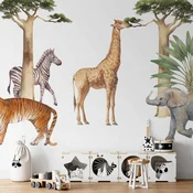 Foto tapeta - Jungle Animals on White Background Made With Watercolour Technique 500x350 Premium