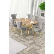 HANAH HOME Rasklopivi trpezarijski sto i stolice (7 delova) Esla Hrast Gold Grey