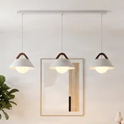 Luminex Visoka svetilka Funda, bela, dolžina 110 cm, 3-žarilna, kovina/steklo - Dnevna soba/jedilnica - Skandinavski - matno bela, opalno bela, les