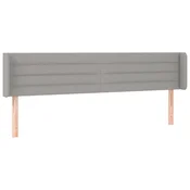 Vidaxl Vzglavje z ušesi svetlo sivo 203x16x78/88 cm blago