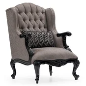 Casa Padrino luxury baroque living room armchair silver/black - Handmade baroque style armchair with decorative pillow - Luxury living room furniture in baroque style