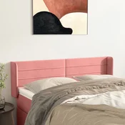 Uzglavlje s ušima ružicasto 147x16x78/88 cm baršunasto