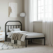 Greatstore Kovinski posteljni okvir z vzglavjem črn 90x190 cm