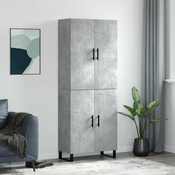 Greatstore Visoka komoda betonsko siva 69,5x34x180 cm inženirski les