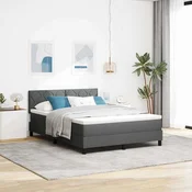vidaXL Postelja z vzmetnico z vzglavjem Temno siva 140 x 190 cm blago