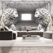 Samoljepljiva foto tapeta - Stone Lions 98x70