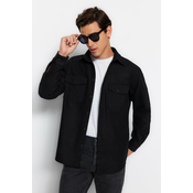 Trendyol Black Regular Fit Parachute Pocket Detailed Stamped Winter Shirt