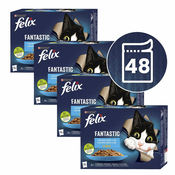 Vrečke FELIX Fantastic okusen izbor hran z lososom, morsko ploščo, tuno in trsko 48x85 g
