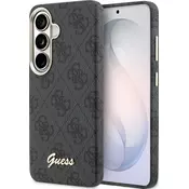 Guess PU 4G Script Metal Logo magnetni zadnji pokrov za Samsung Galaxy S26 črn