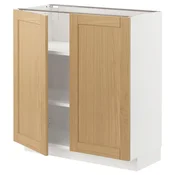 METOD Podni element s policama/2 vrata, bela/Forsbacka hrastovina, 80x37 cm