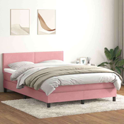 vidaXL vidaXL Box spring postelja z vzmetnico roza 160x220 cm žamet, (21793084)