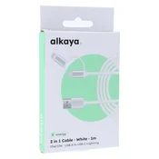 alkaya Speed Flex 2 in 1 USB-C - Lightning Hochglanz 15W/12W, 1 m weiss