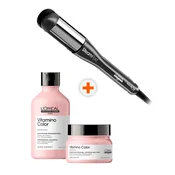 Set pegla za kosu, šampon i maska L’Oréal - Professionnel SteamPod 4 Meteora + Vitamino Color, crna