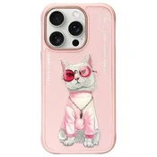 slomart Etui Nimmy Glasses Cool Cat za iPhone 16 Pro - roza