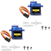 Mikro servomotor 9G za RC helikopter, letalo, čoln in robota | Precizen nadzor | Združljiv z Arduino, Raspberry Pi | Paket 2 kosov | Moder | Plastika