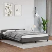 shumee vidaXL Posteljni okvir z vzglavjem brez vzmetnice, siv, 140x200 cm