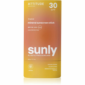 Attitude Sunly Sunscreen Stick mineralna krema za sončenje v paličici SPF 30 Tropical 60 g