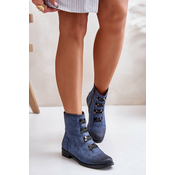 Insulated womens ankle boots with zip blue Evalith