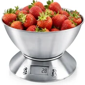 Vidaxl Digitalna kuhinjska tehtnica s posodo iz nerjavečega jekla kapaciteta 5 kg