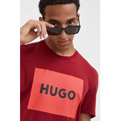 Pamucna majica HUGO boja: bordo, s tiskom