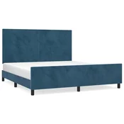 Vidaxl Posteljni okvir brez vzmetnice temno moder 160x200 cm žamet
