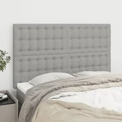 Vidaxl Vzglavje za posteljo svetlo sivo 144x5x118/128 cm blago