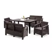 Set vrtnega pohištva Corfu Fiesta III z mizo futura rjave barve