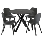 MARIEDAMM / ODGER Sto i 4 stolice, crna im. mermera/boja antracita, 105 cm