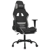 Vidaxl Gaming stol z oporo za noge črno in svetlo siva blago