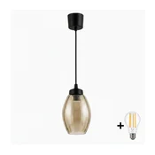 Brilagi - LED luster na sajli R GLASS 1xE27/60W/230V, precnik 17 cm, crna/dimljeno bež
