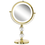 Beliani Kozmetično ogledalo z LED lučko o 18 cm zlato CLAIRA